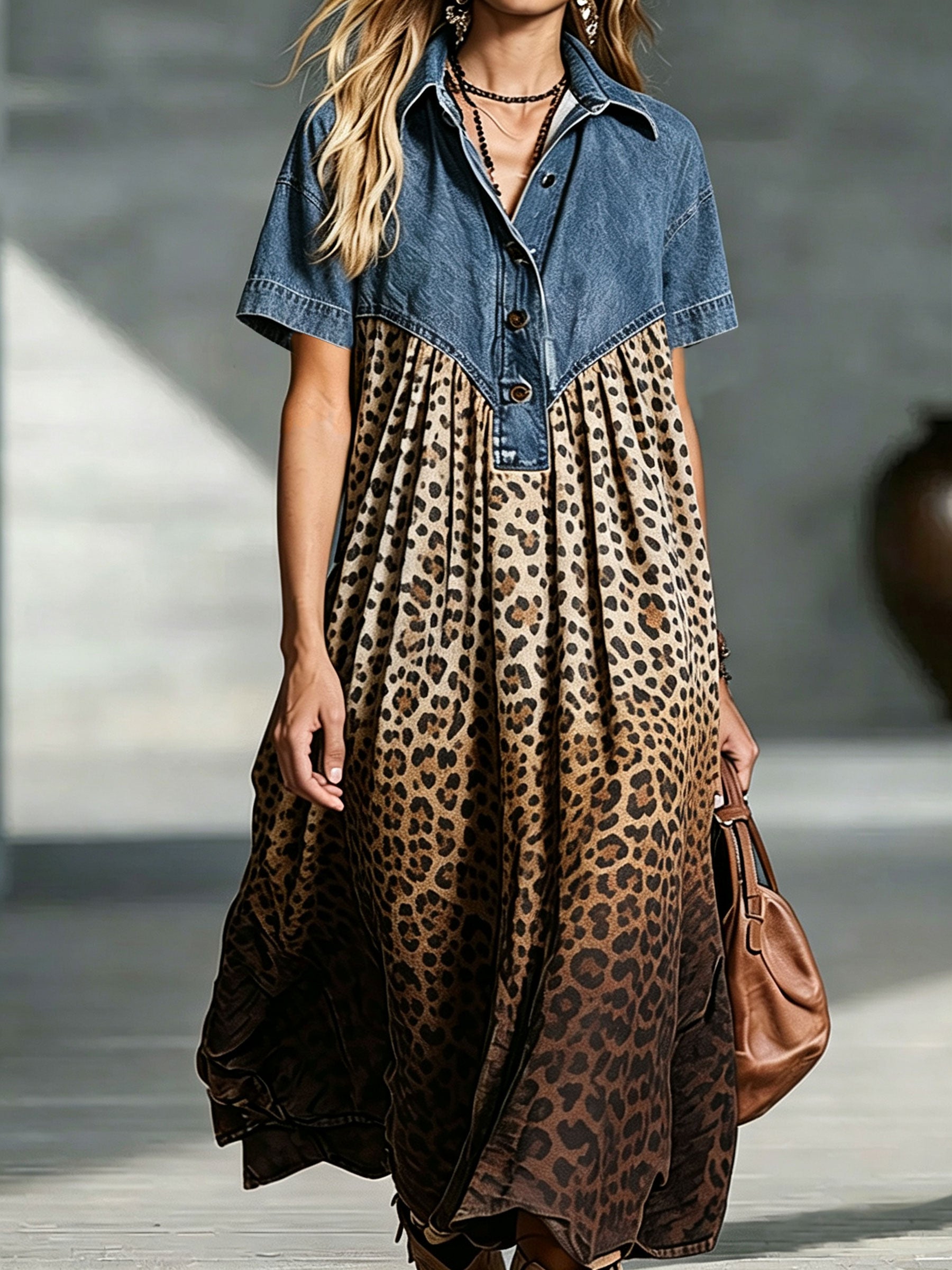 Marvena™ | Leopard Gradient Midi Dress