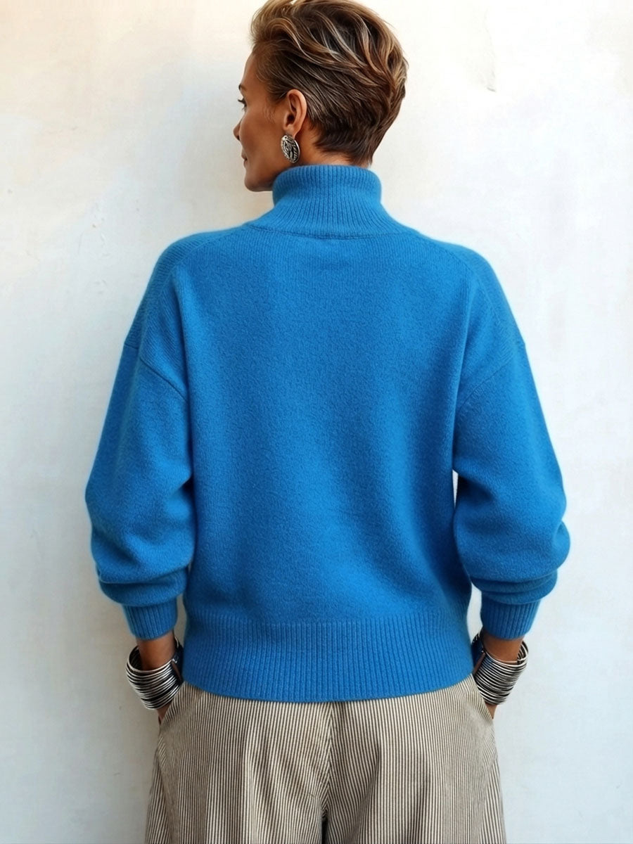 Fiona | Chic Elegant Asymmetrical Button Turtleneck Sweater