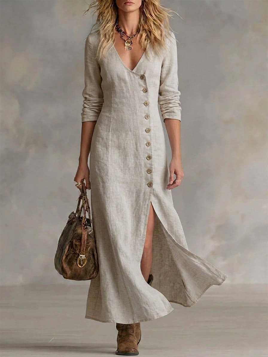 Greta™ | Button-Front Maxi Dress