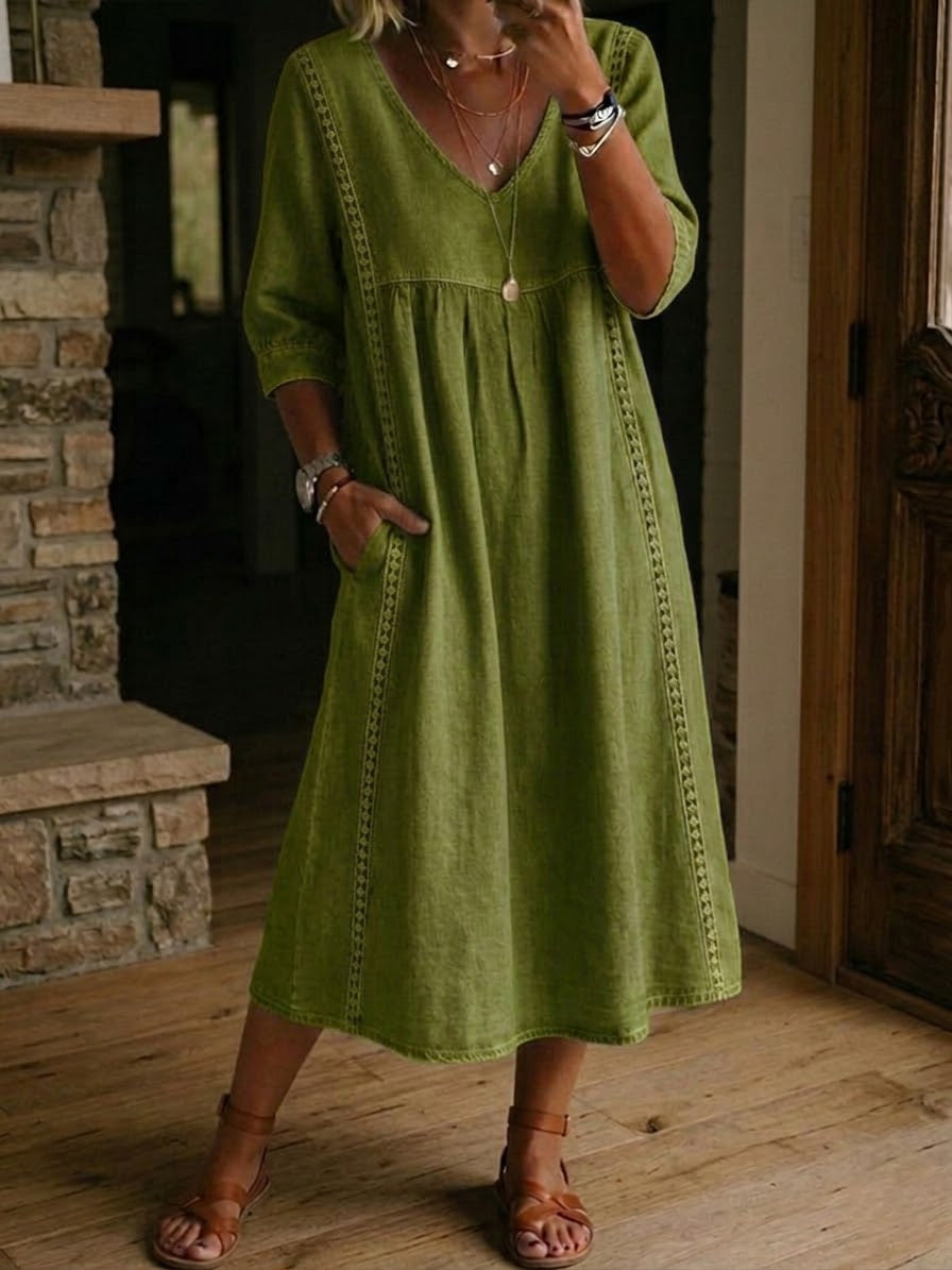 Brynlee™ | Lace-Trim Empire Maxi Dress