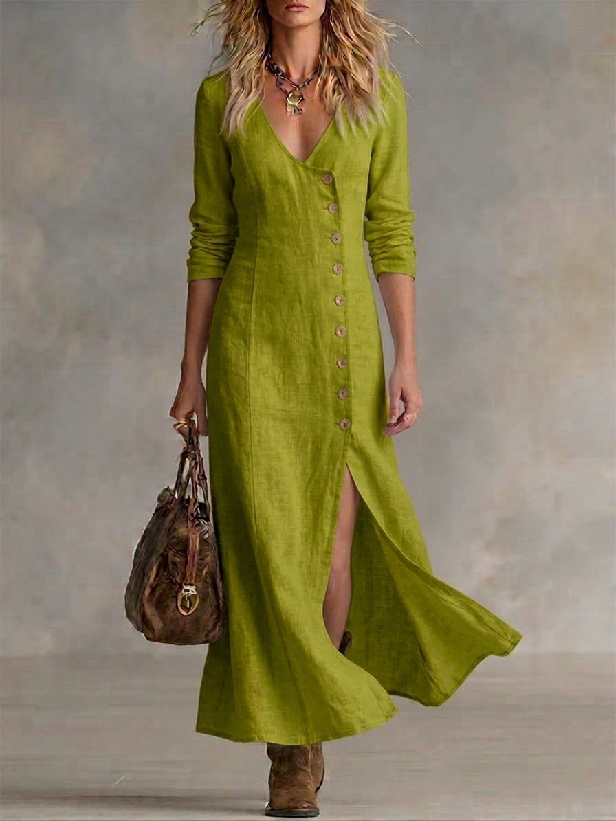 Greta™ | Button-Front Maxi Dress
