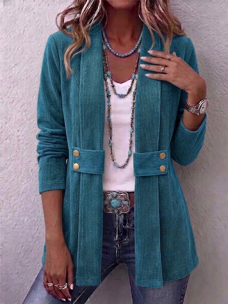 Tressie™ | Ribbed Corduroy V-Neck Jacket