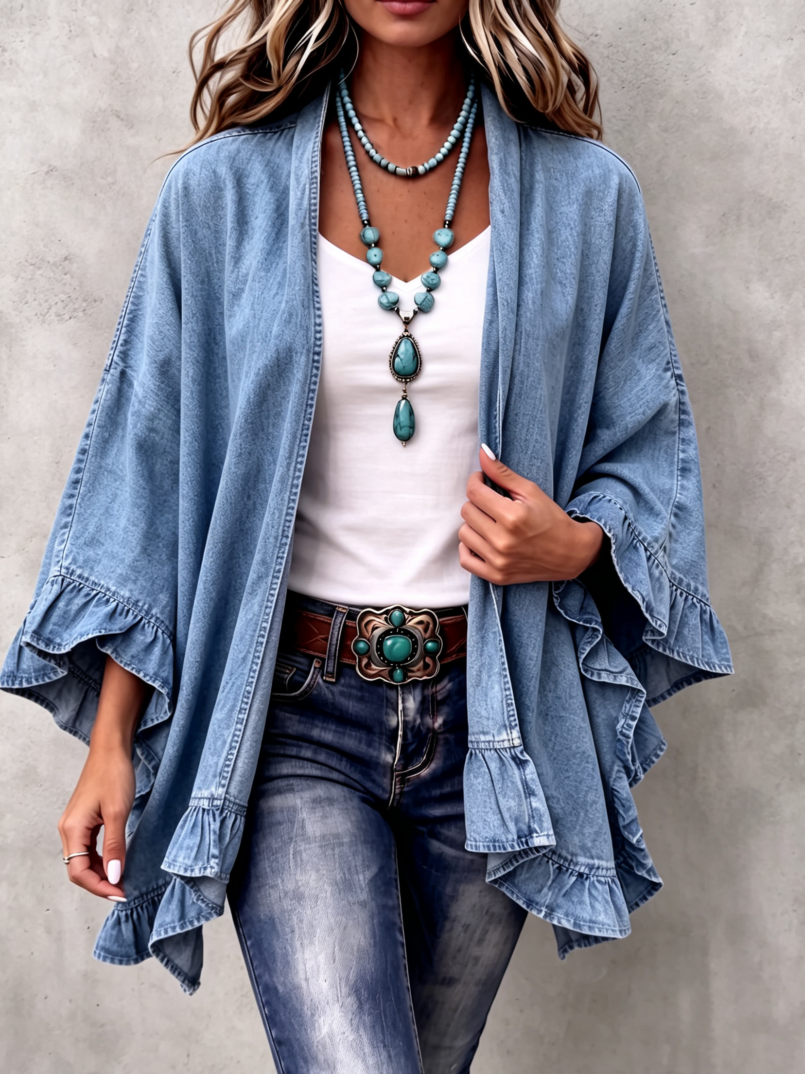 Avondale™ | Boho Ruffle Trim Cardigan