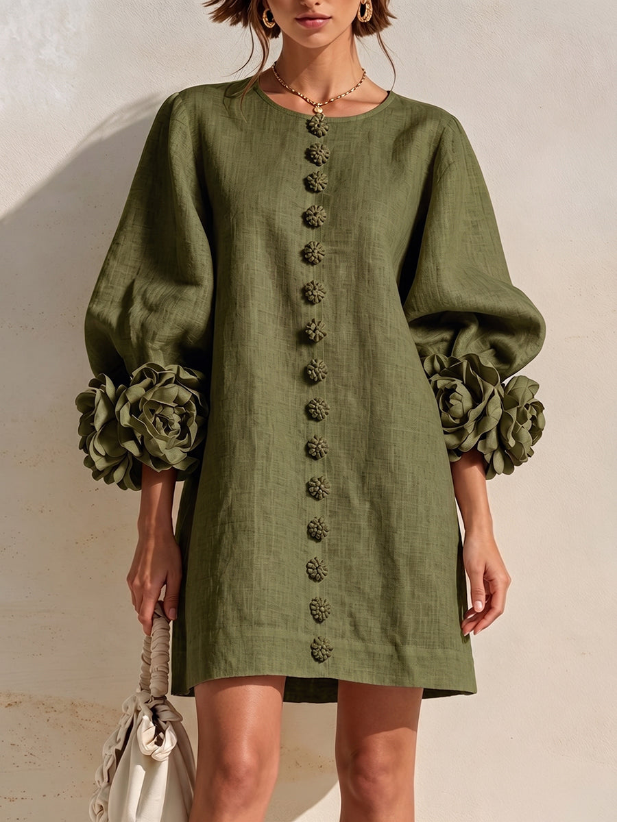 Katerine™ | 3D Floral Sleeve Mini Dress