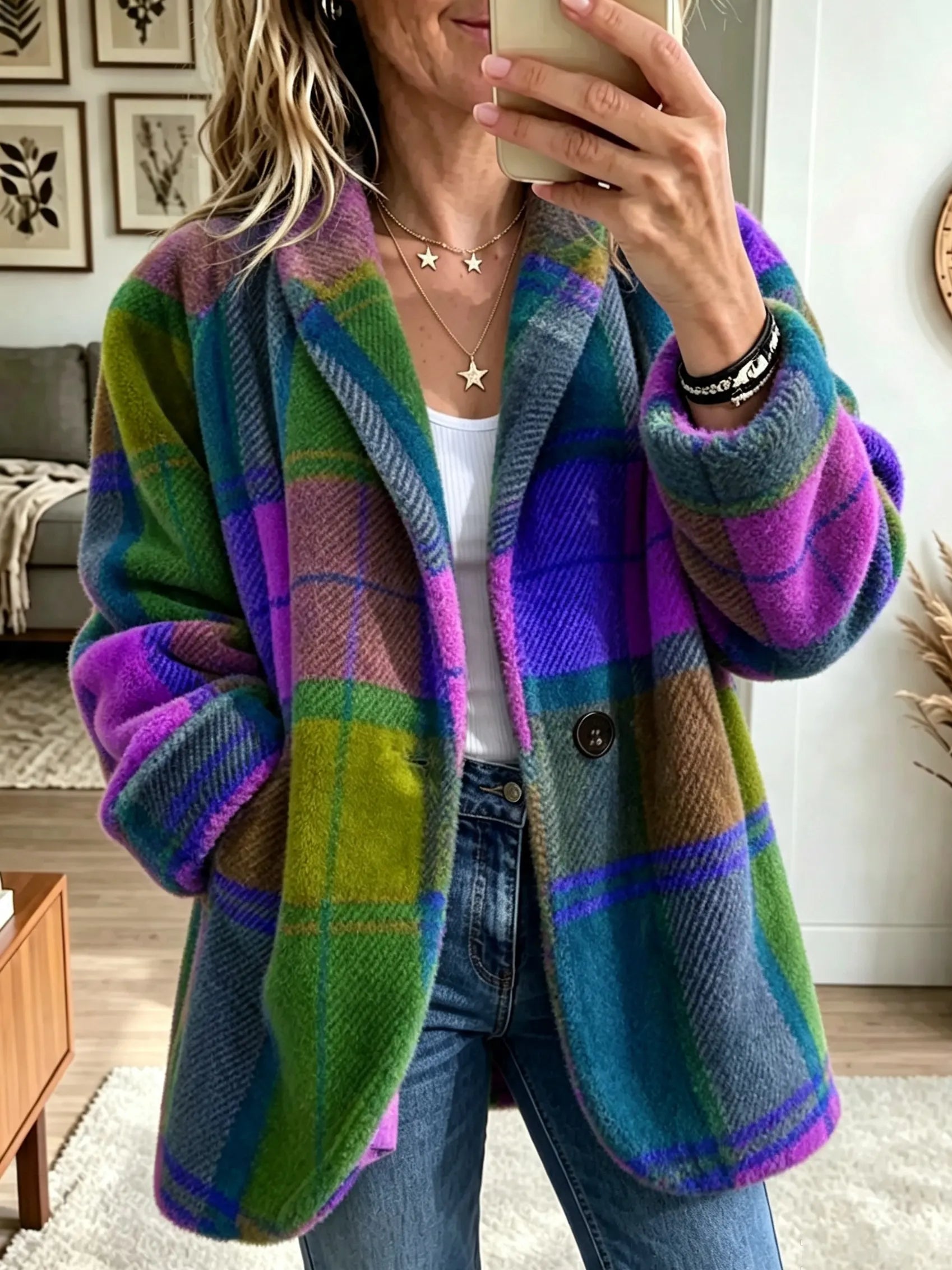 Plumette™ | Colorblock Plaid Coat