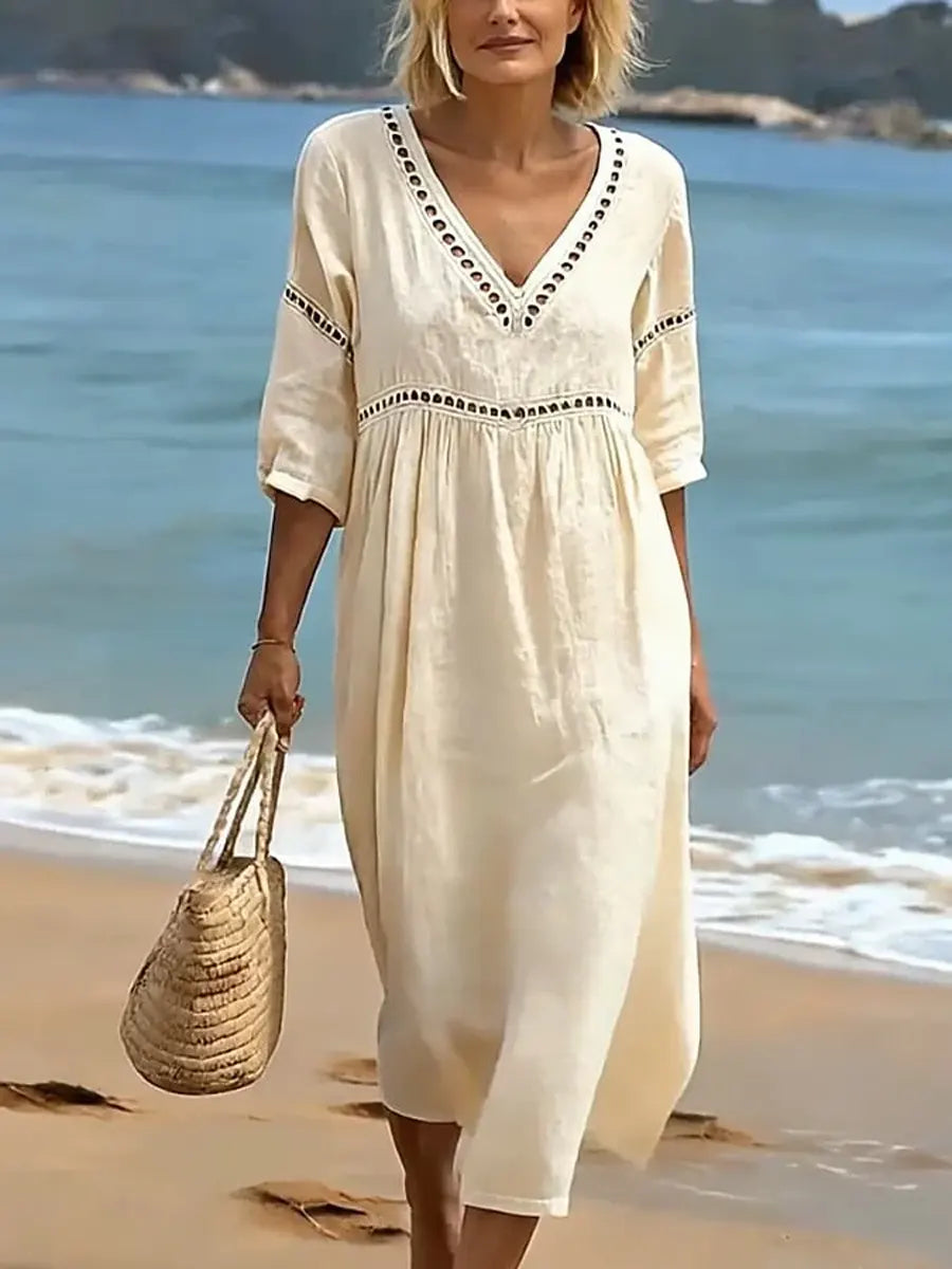 Kaimana™ | Relaxed V-Neck Midi Dress