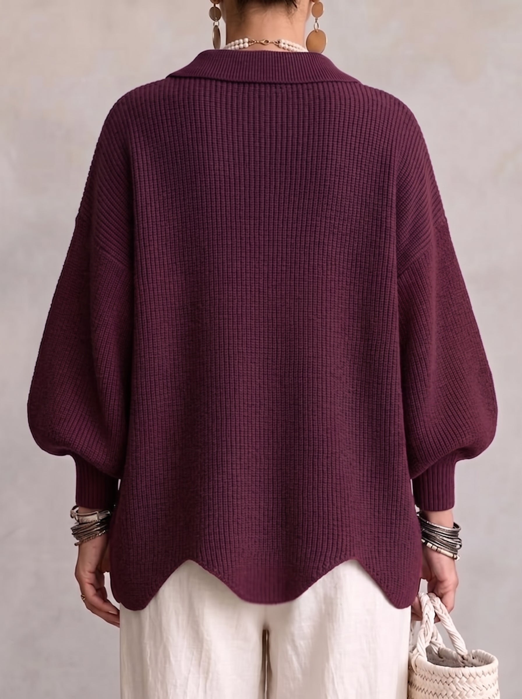 Isadora™ | Oversized Collared Cardigan With Large Metal Buttons