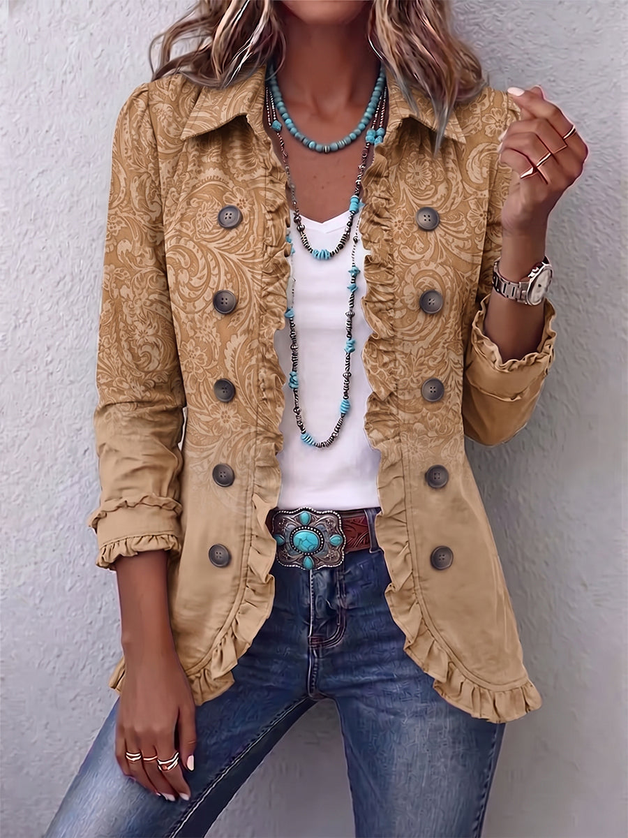 Crestelle™ | Western Pattern Print Ruffle Jacket