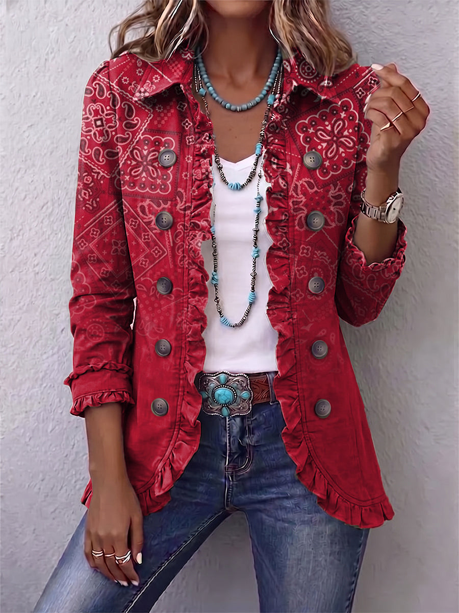 Criselle™ | Bohemian Paisley Ombré Print Ruffled Jacket