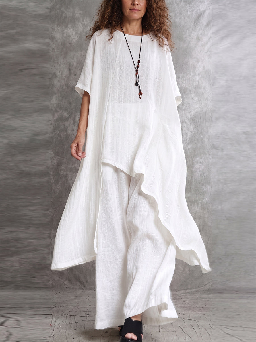 Taryn™ | Asymmetric Long Top & Wide-Leg Pants Two-Piece Set