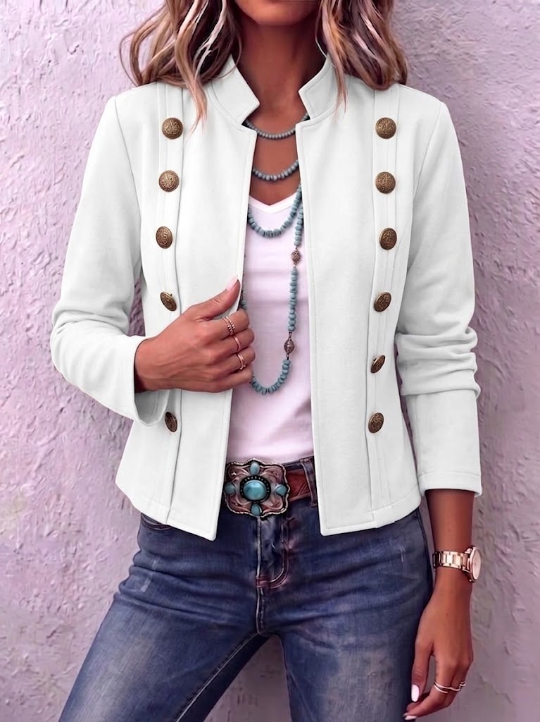 Navemore™ | Stand Collar Double-Breasted Vintage Cropped Jacket