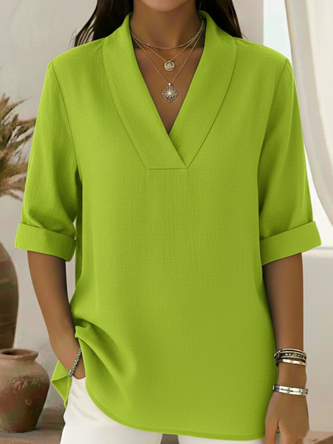 Junipera™ | Elegant Shawl Collar Linen Short-sleeved Shirt