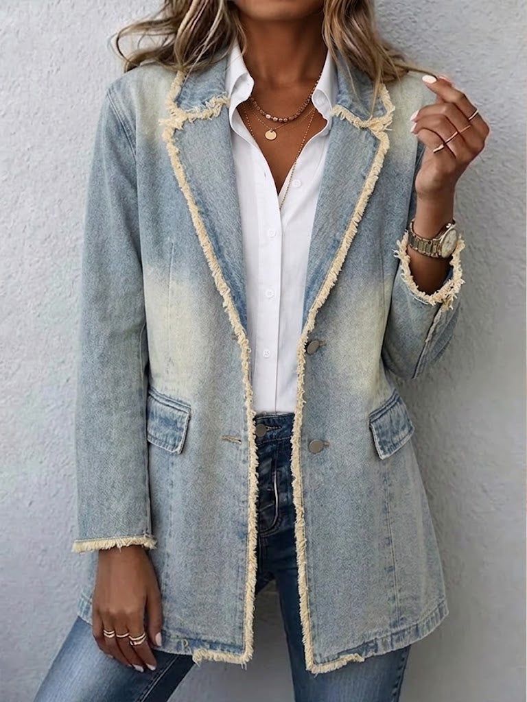 Dionne™ | Vintage-Style Oversized Blazer with Raw Edges