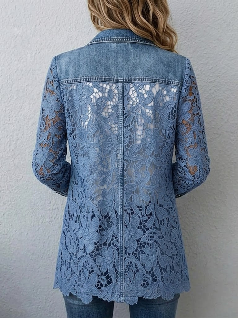 Lacinda™ | Blazer Jacket with Floral Lace Paneling