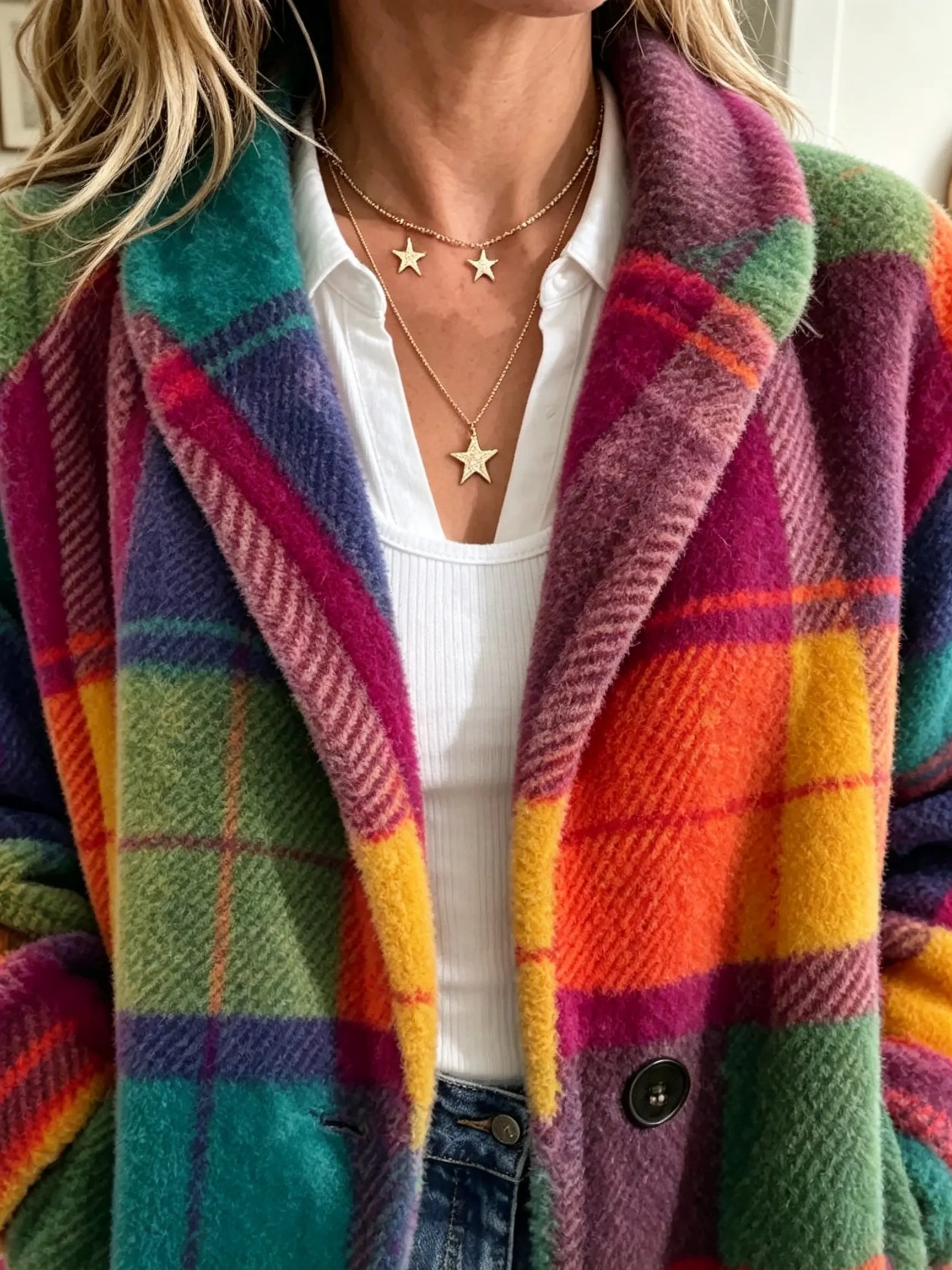 Plumette™ | Colorblock Plaid Coat