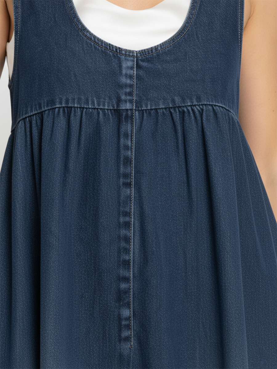Miranda | Vintage Washed Soft Cotton Feel Denim Maxi Dress