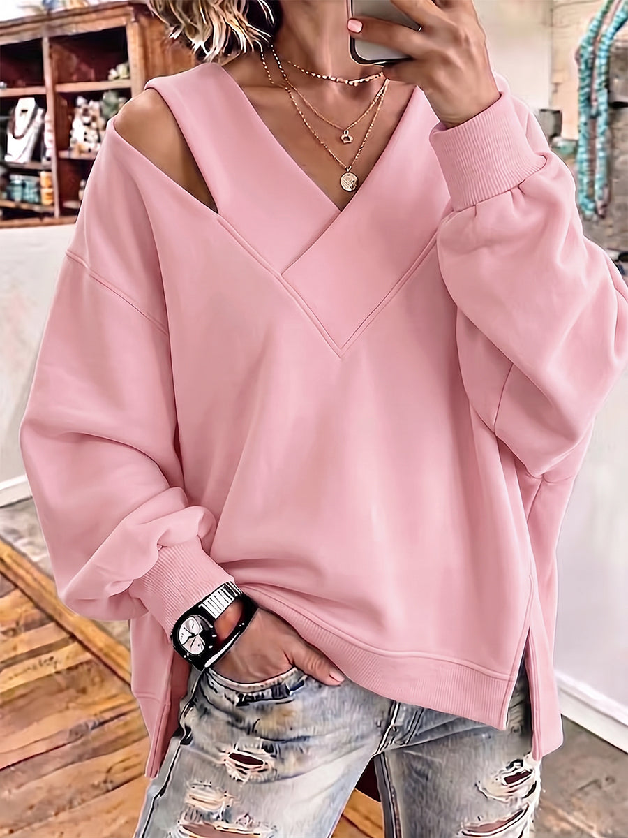 Lorelei™ | Cutout V-Neck Oversized Sweatshirt