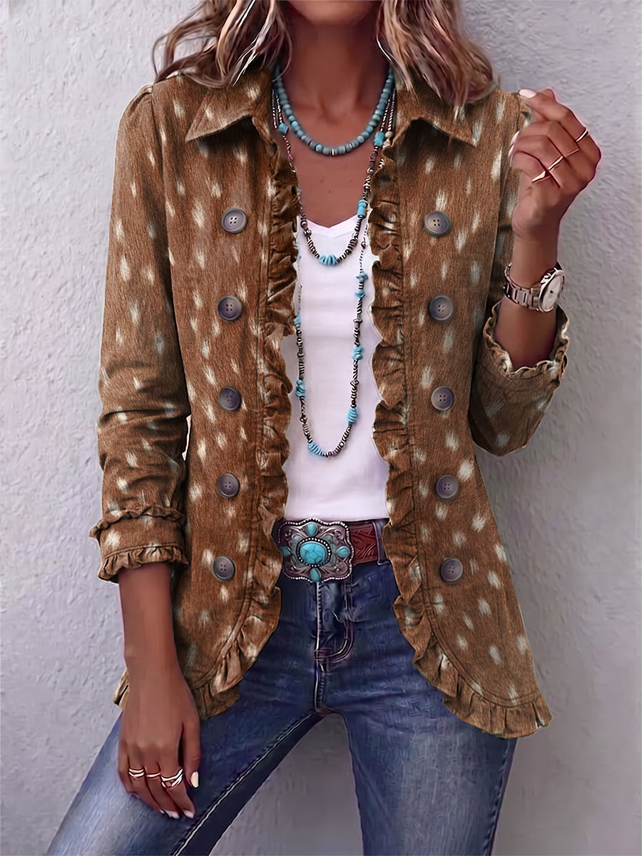 Nolinda™ | Bohemian Animal-Print Ruffled Jacket