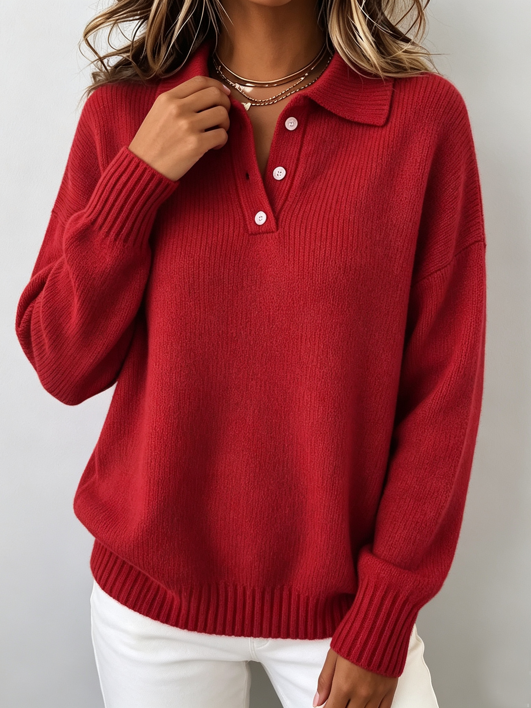 Marvelle™ | Chic Polo Hooded Knit Sweater
