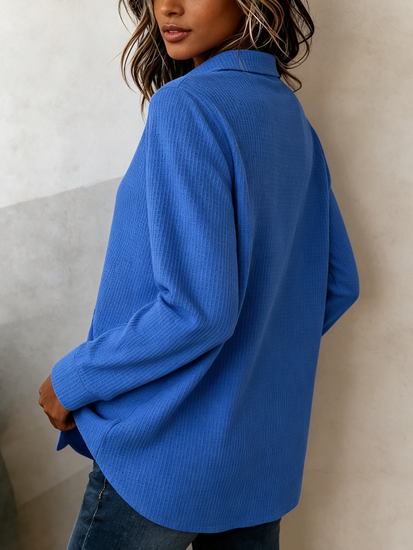 Clavine™ | Asymmetric Button-Front Collared Blouse
