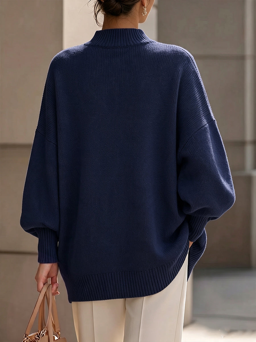 Merritt™ | Asymmetrical Button-Accent Oversized Sweater