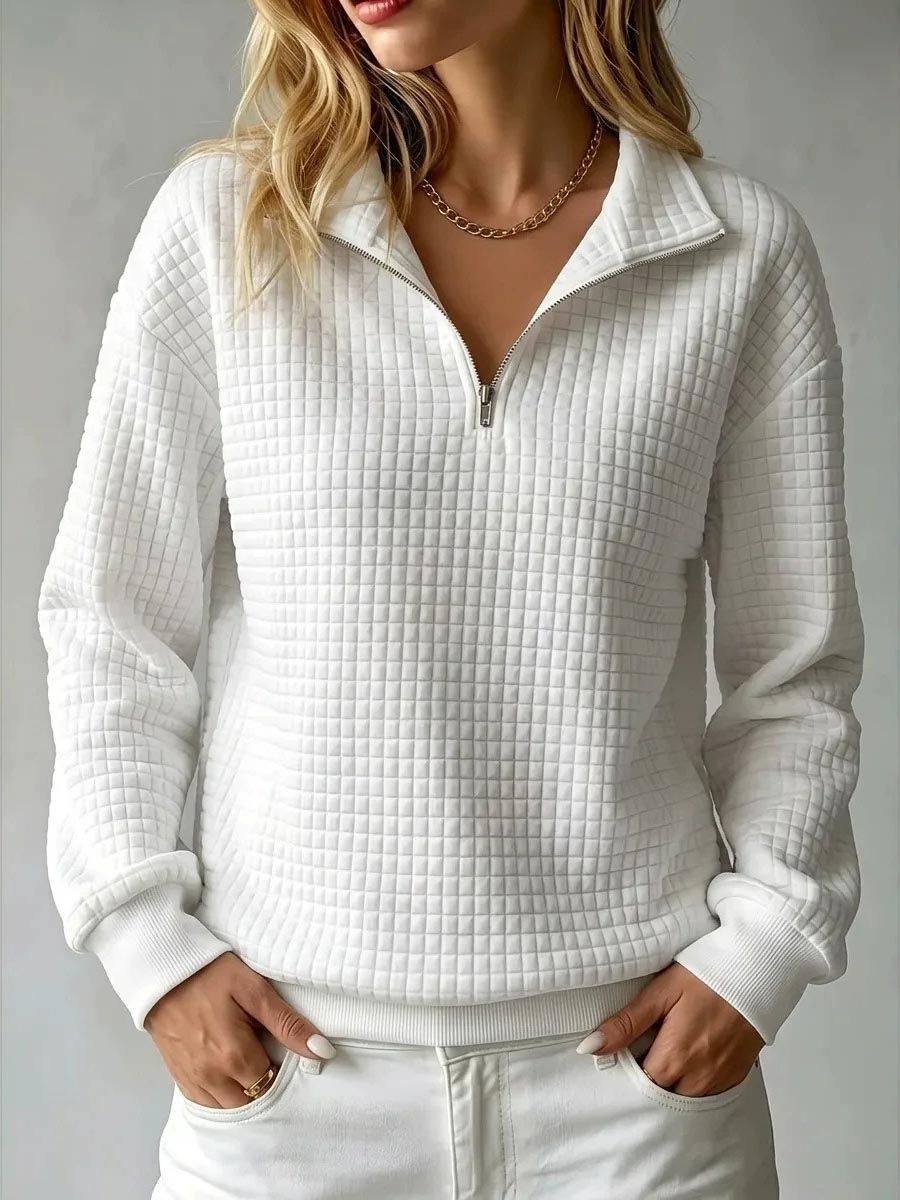 Brynmore™ | Solid Color Stand Collar Long Sleeve Casual Loose Waffle Knit Pullover
