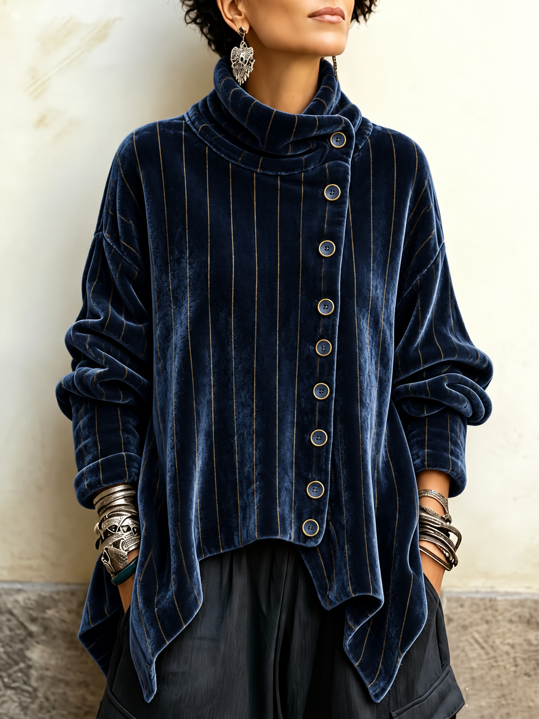 Novette™ | Striped Tunic with Funnel Neck