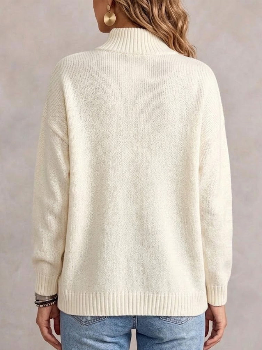 Sableine™ | Mock Neck Button Sweater
