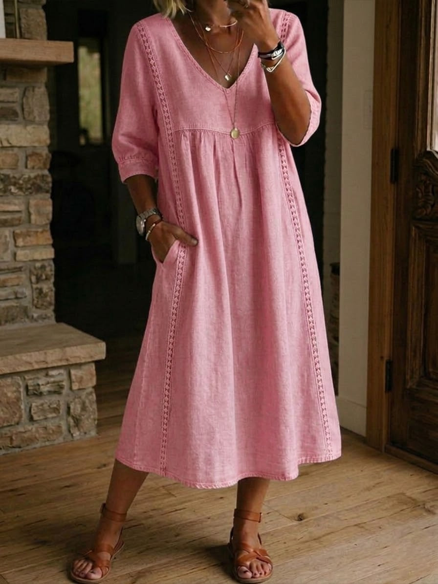 Brynlee™ | Lace-Trim Empire Maxi Dress