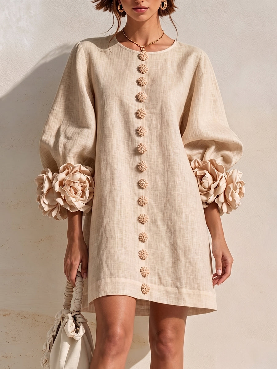 Katerine™ | 3D Floral Sleeve Mini Dress
