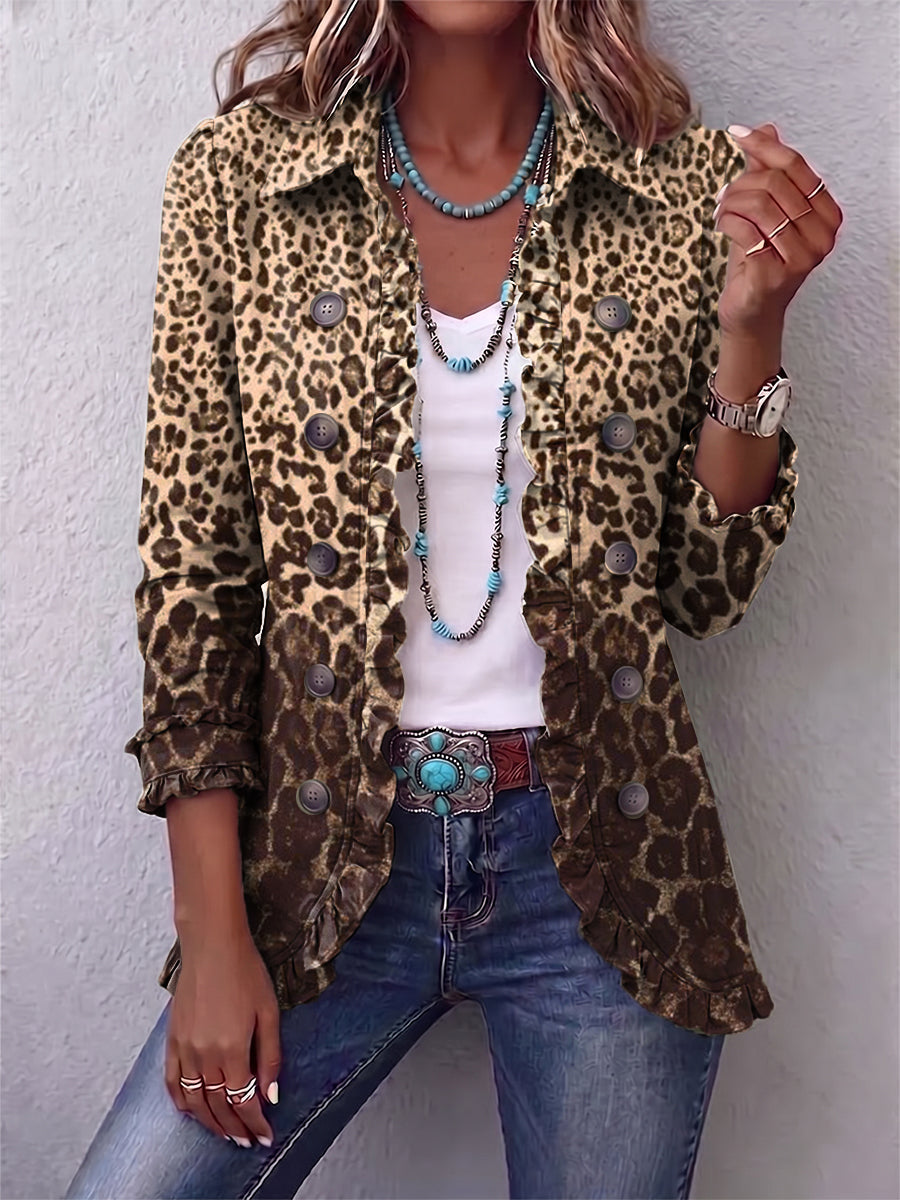 Navara™ | Leopard Print Ruffled Jacket