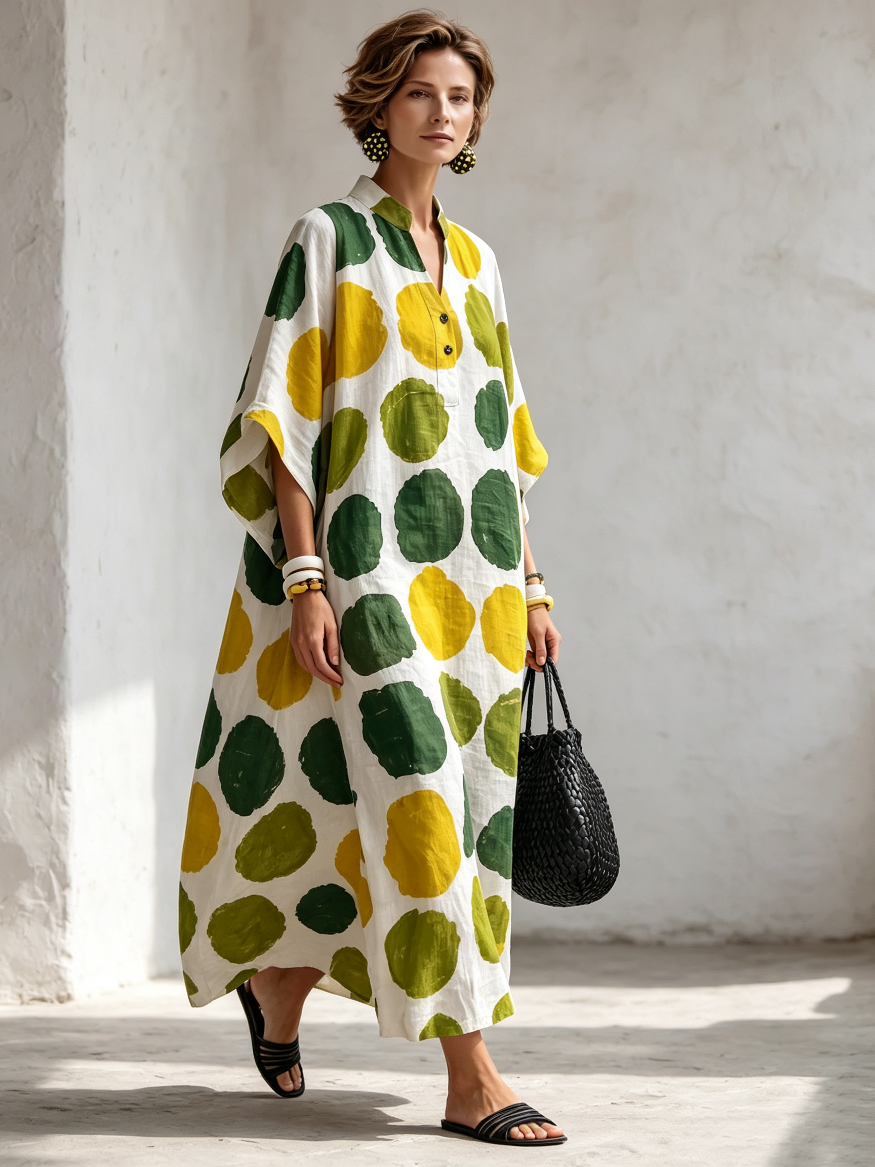 Galatea™ | Polka-Dot Kaftan Maxi Dress