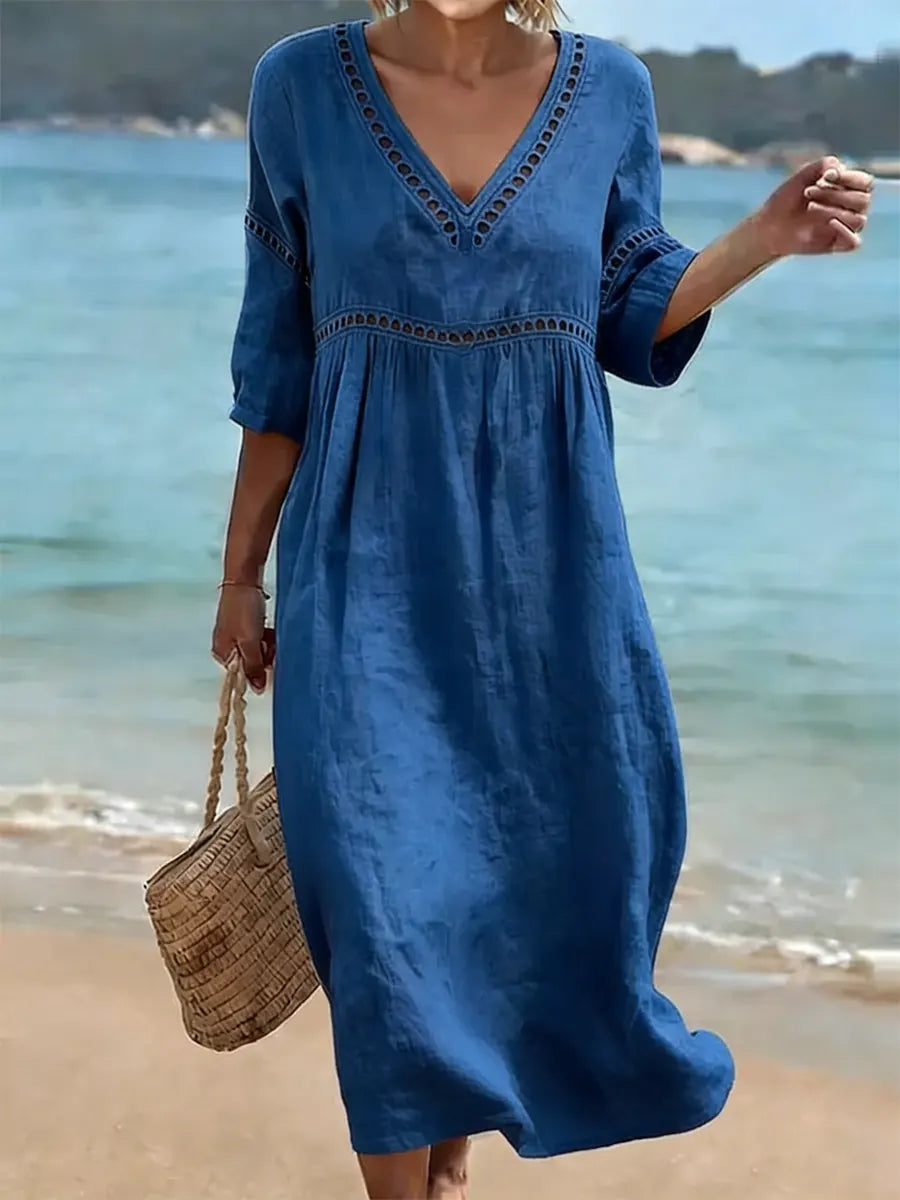 Kaimana™ | Relaxed V-Neck Midi Dress