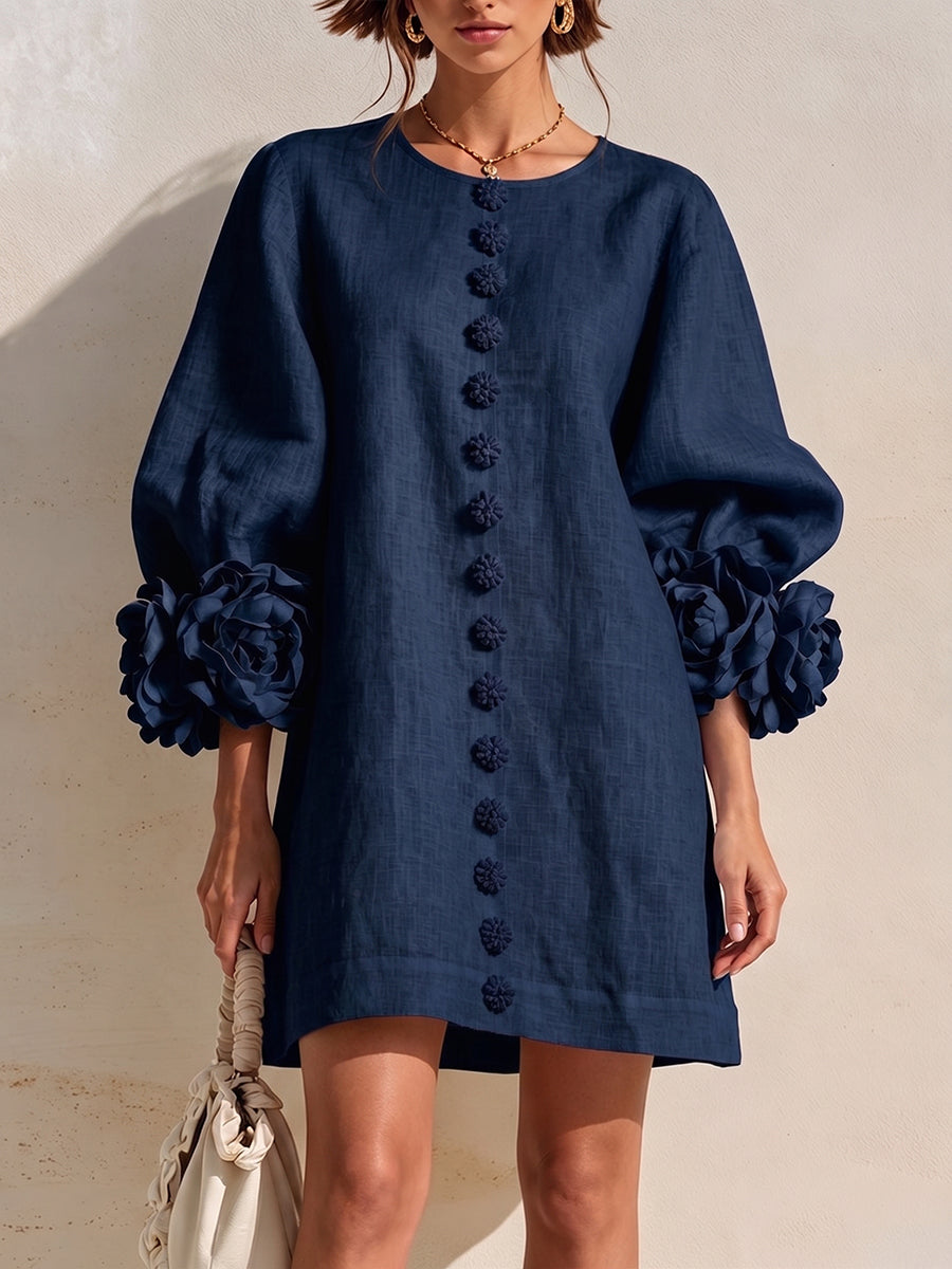 Katerine™ | 3D Floral Sleeve Mini Dress
