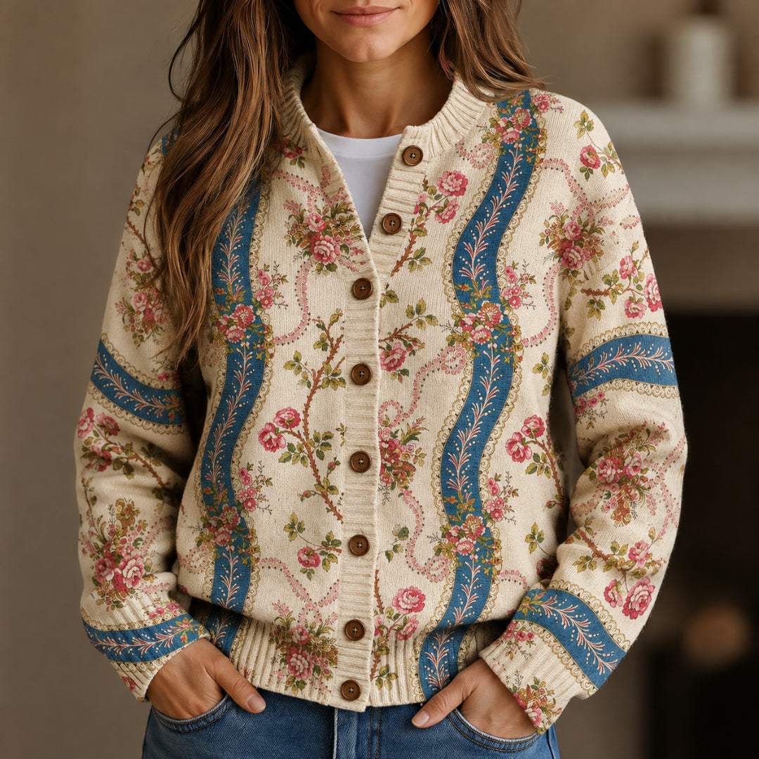Almira Rose Ribbon Stripe Knit Cardigan