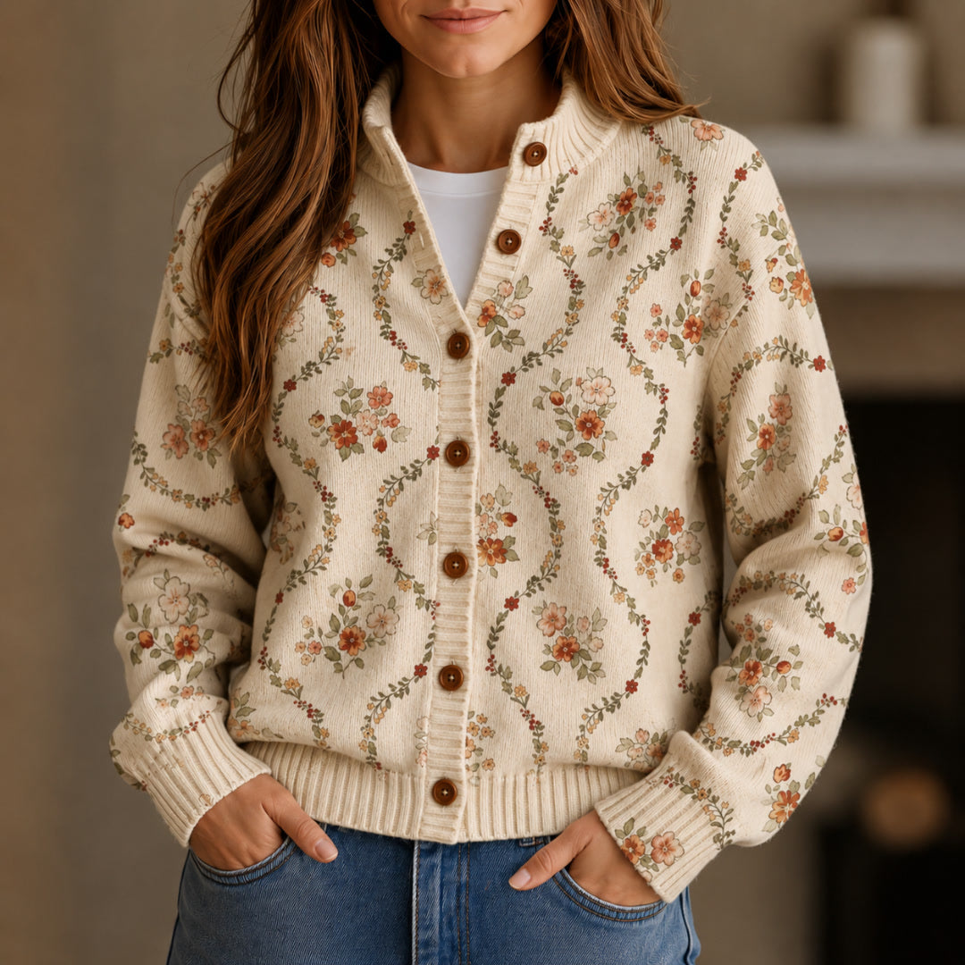 Cordula Tonal Vine Scroll Knit Cardigan