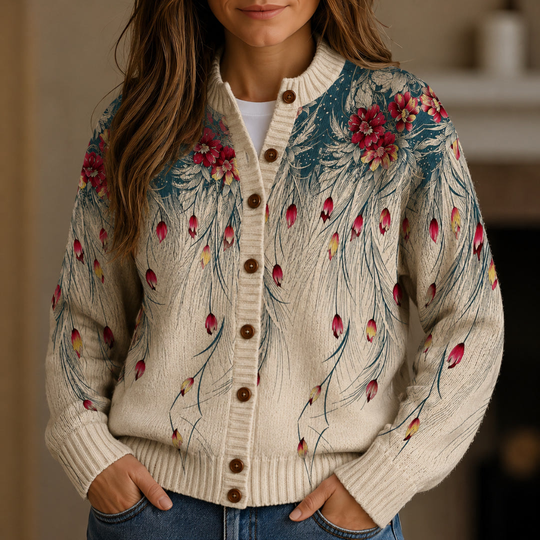 Grisella Feathered Bloom Knit Cardigan