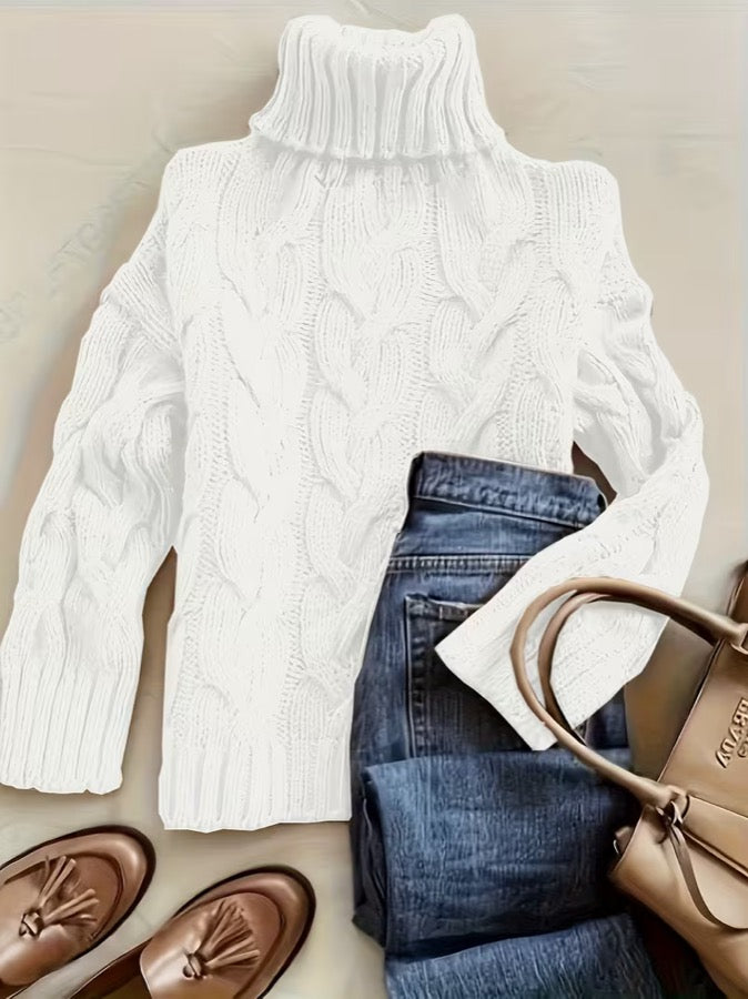 Wrenley™ | Cable-Knit Roll Neck Sweater