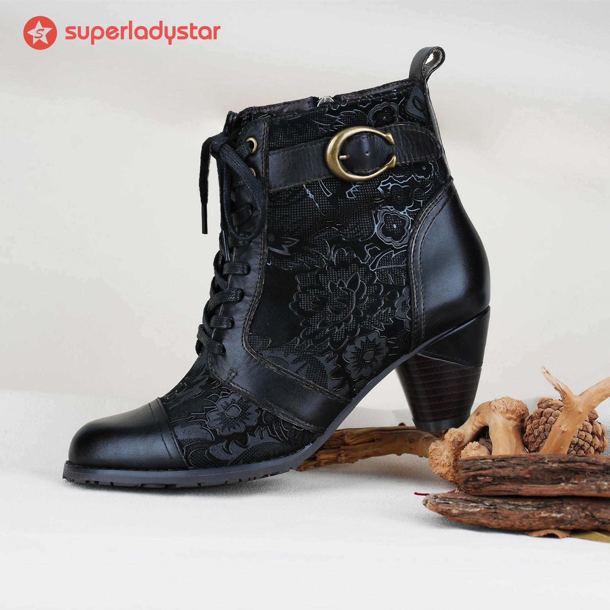 Bellancourt™ | Floral Lace-Up Ankle Boot