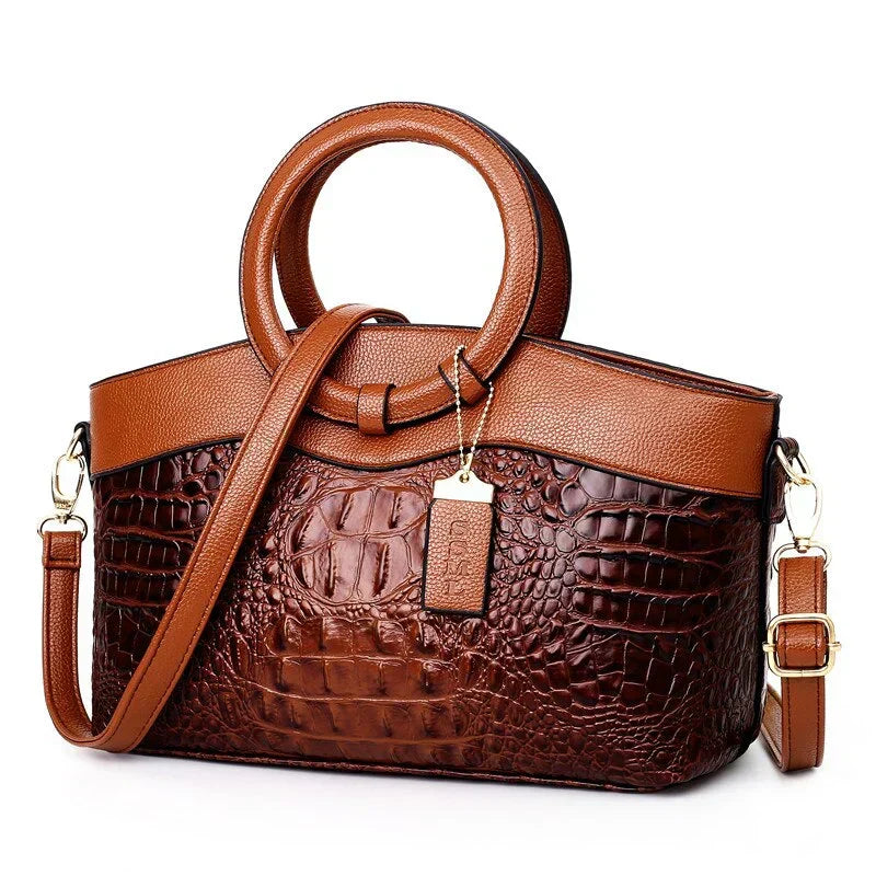 Dalene™ | Two-Tone Crocodile-Embossed Tote Bag