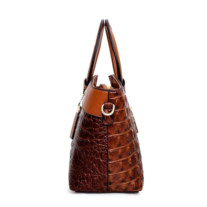 Dalene™ | Two-Tone Crocodile-Embossed Tote Bag
