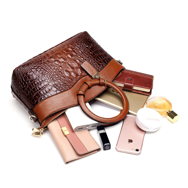 Dalene™ | Two-Tone Crocodile-Embossed Tote Bag