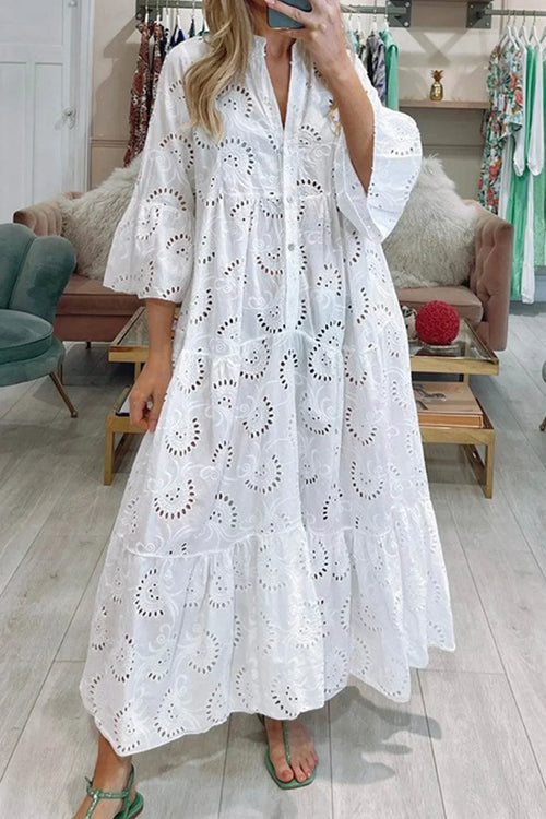 Odette™ | Eyelet Embroidered Maxi Dress