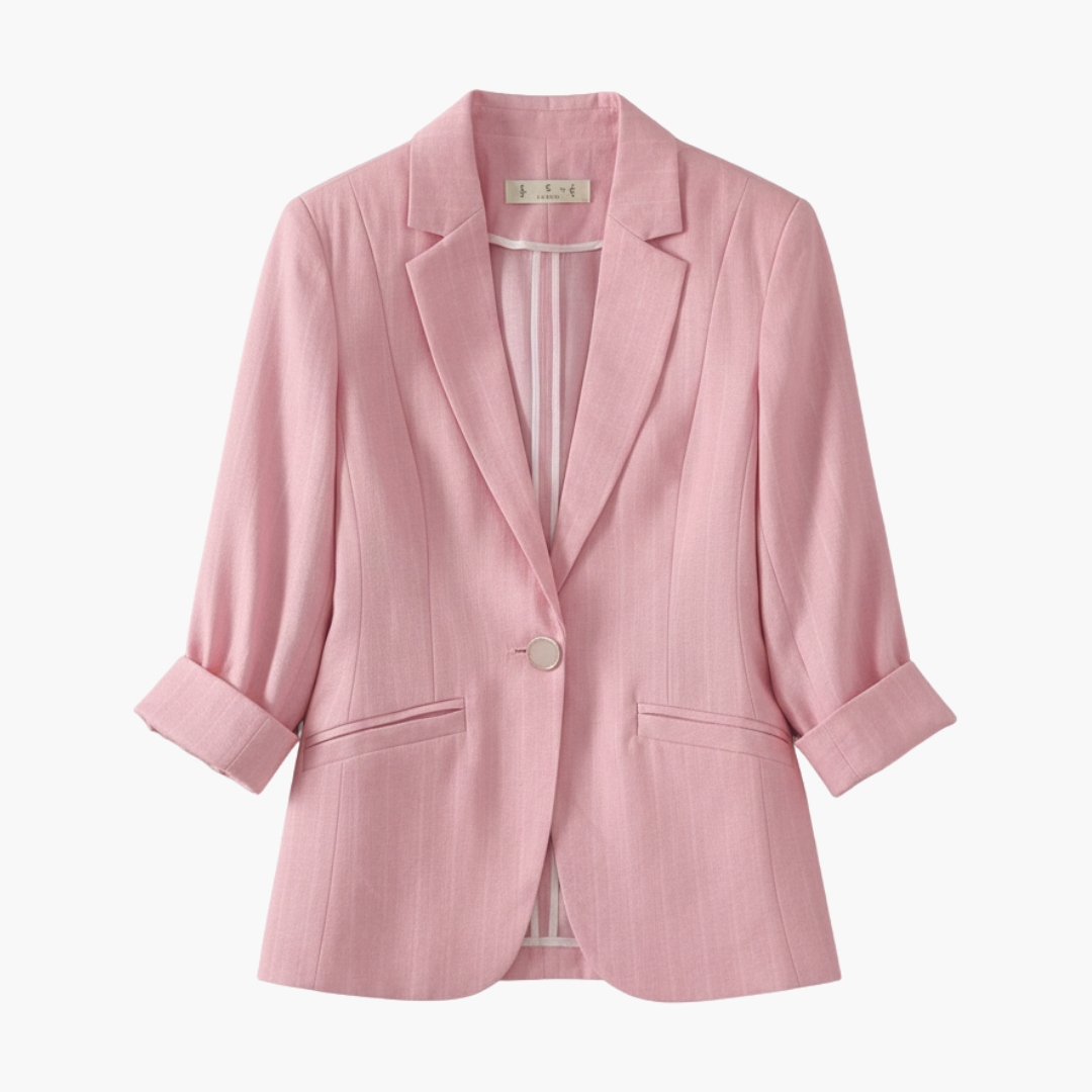 Women's Pink Blazer with 3/4 Sleeves