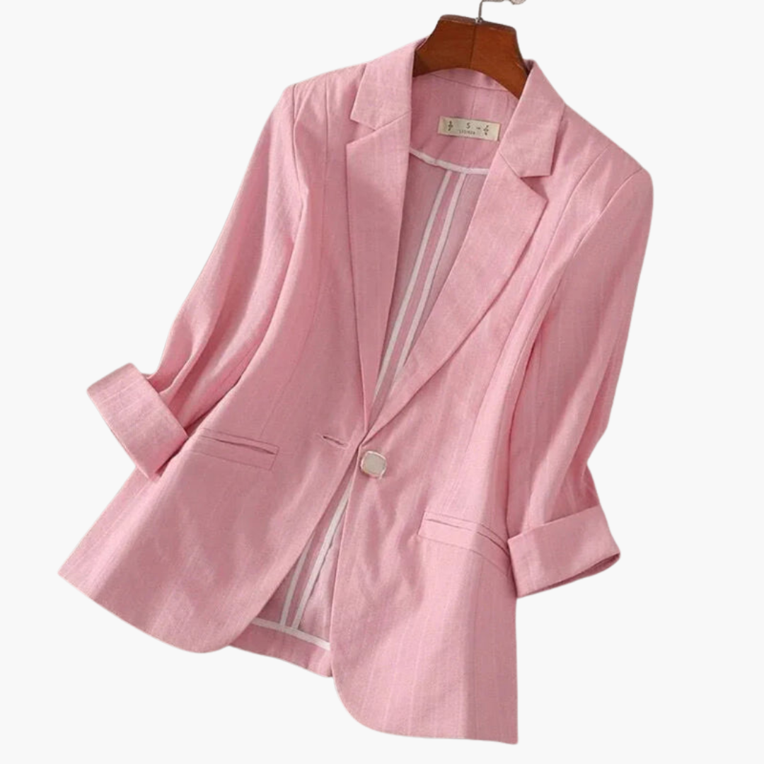 Women's Pink Blazer with 3/4 Sleeves