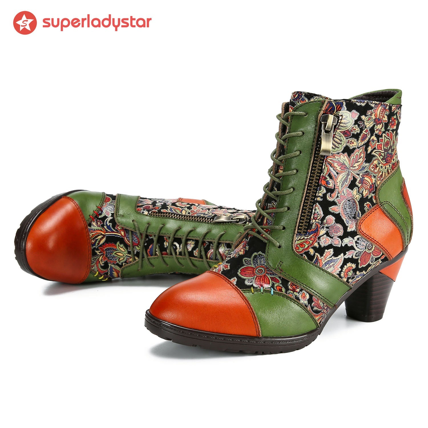 Evanthelle™ | Handcrafted Patchwork Ankle Boots