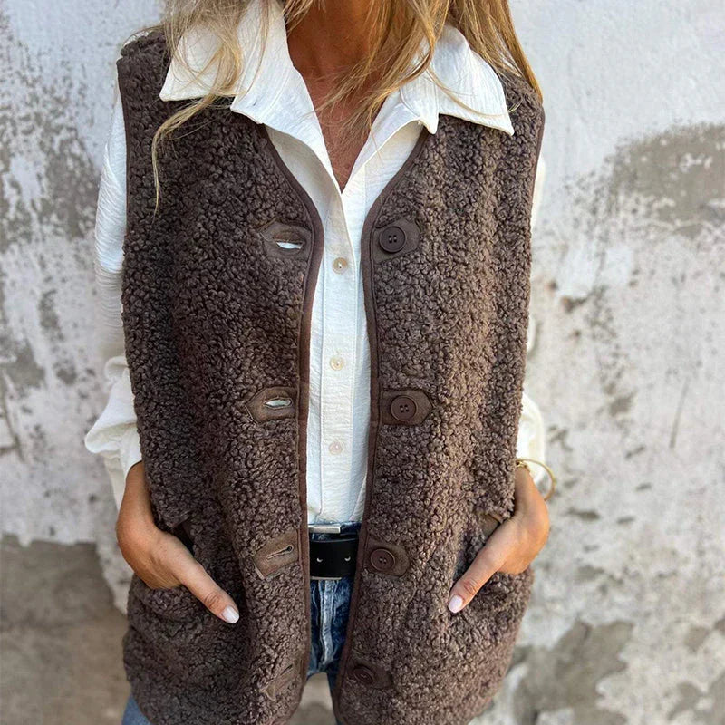 Tawney™ | Buttoned Sleeveless Vest Cardigan