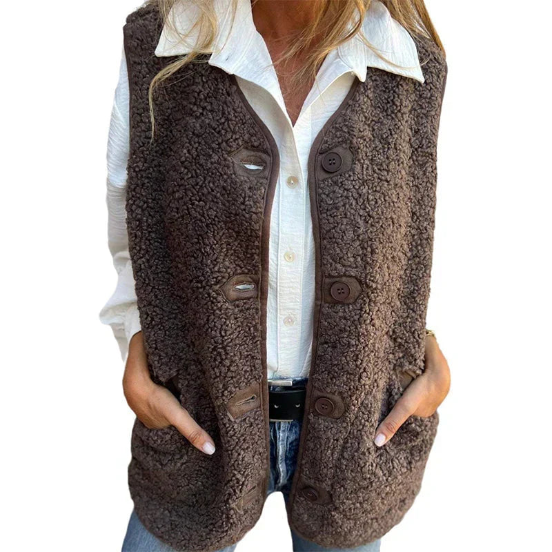 Tawney™ | Buttoned Sleeveless Vest Cardigan