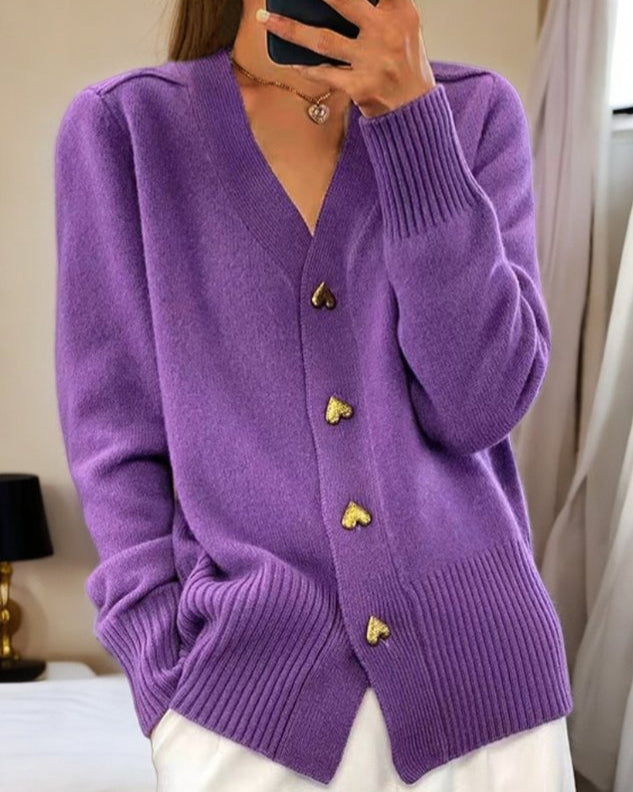 Tindelle™ | Heart-Button Cardigan