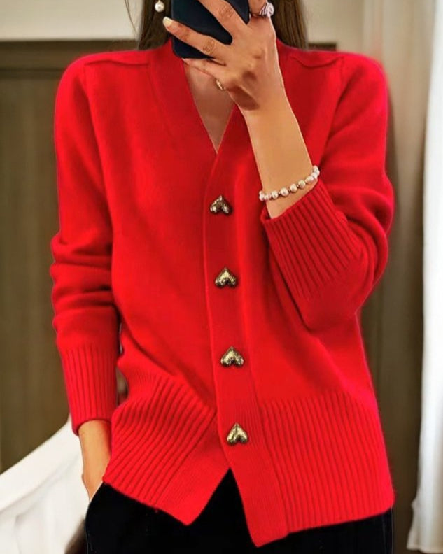 Tindelle™ | Heart-Button Cardigan